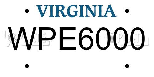 WPE6000 Virginia License Plate