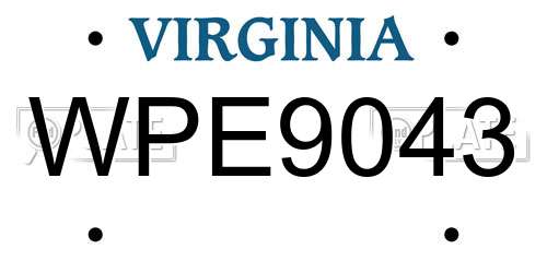 WPE9043 Virginia License Plate