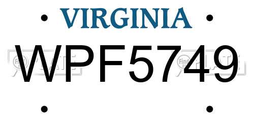 WPF5749 Virginia License Plate