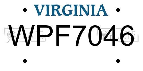 WPF7046 Virginia License Plate