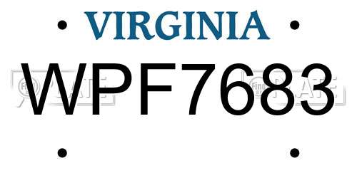 WPF7683 Virginia License Plate