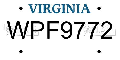 WPF9772 Virginia License Plate