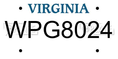 WPG8024 Virginia License Plate