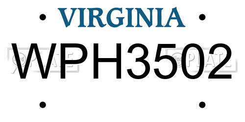 WPH3502 Virginia License Plate