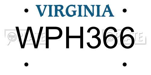 WPH366 Virginia License Plate