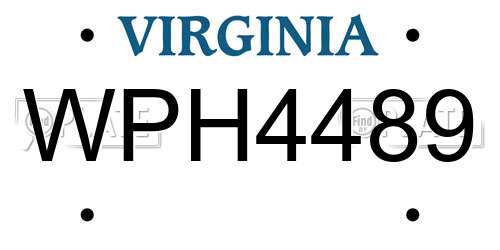 WPH4489 Virginia License Plate