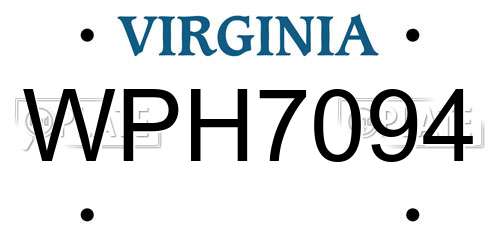 WPH7094 Virginia License Plate