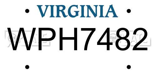WPH7482 Virginia License Plate