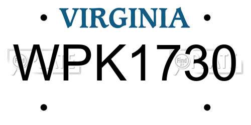 WPK1730 Virginia License Plate