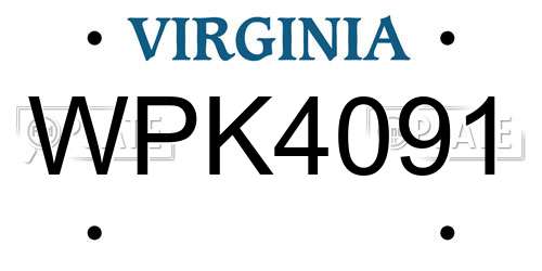 WPK4091 Virginia License Plate