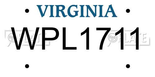 WPL1711 Virginia License Plate