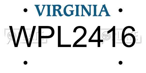 WPL2416 Virginia License Plate