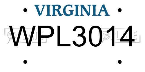 WPL3014 Virginia License Plate