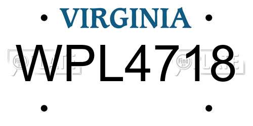 WPL4718 Virginia License Plate