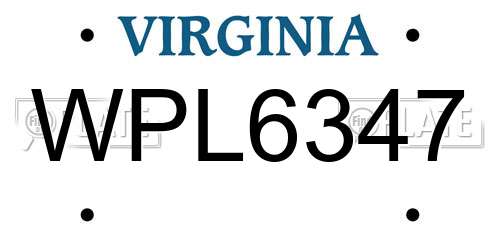 WPL6347 Virginia License Plate