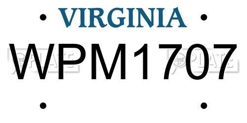 WPM1707 Virginia License Plate