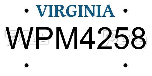 WPM4258 Virginia License Plate
