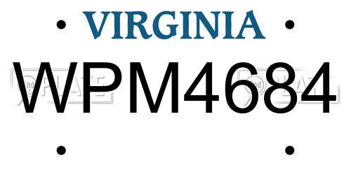 WPM4684 Virginia License Plate