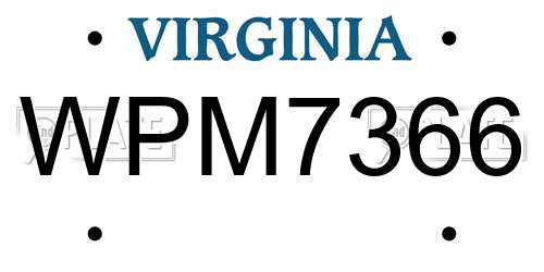 WPM7366 Virginia License Plate