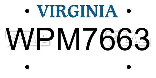 WPM7663 Virginia License Plate