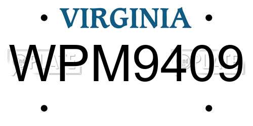 WPM9409 Virginia License Plate