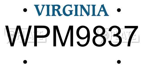WPM9837 Virginia License Plate