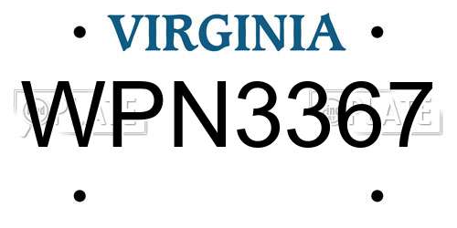 WPN3367 Virginia License Plate