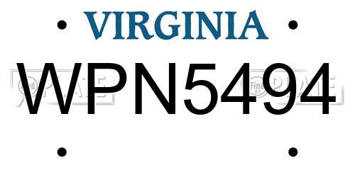 WPN5494 Virginia License Plate