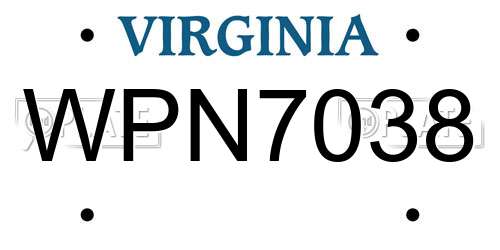 WPN7038 Virginia License Plate