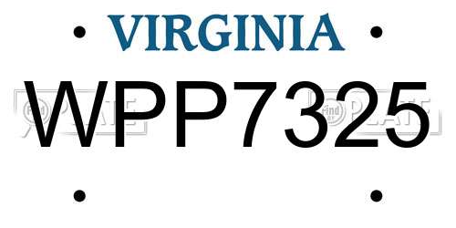 WPP7325 Virginia License Plate