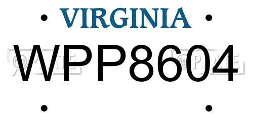 WPP8604 Virginia License Plate