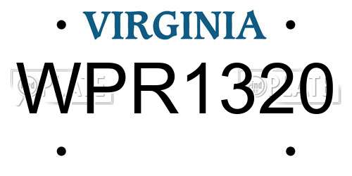 WPR1320 Virginia License Plate