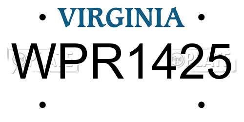 WPR1425 Virginia License Plate