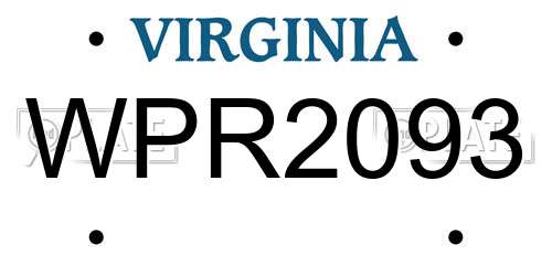 WPR2093 Virginia License Plate
