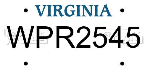 WPR2545 Virginia License Plate