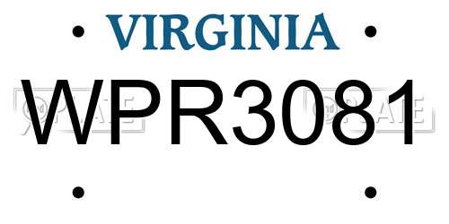 WPR3081 Virginia License Plate