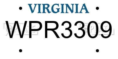 WPR3309 Virginia License Plate
