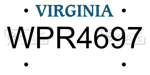 WPR4697 Virginia License Plate