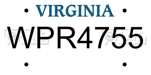 WPR4755 Virginia License Plate