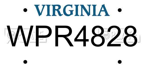 WPR4828 Virginia License Plate