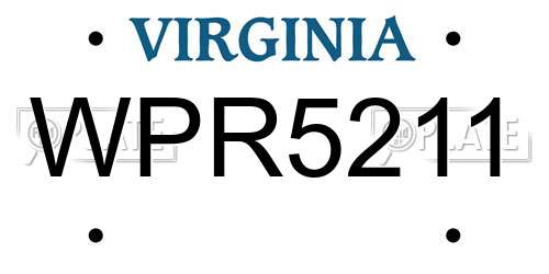 WPR5211 Virginia License Plate