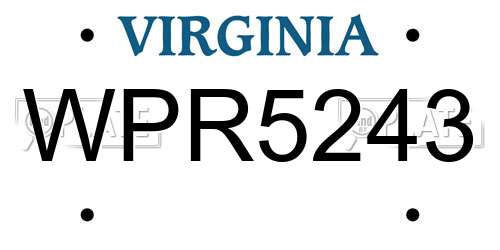 WPR5243 Virginia License Plate
