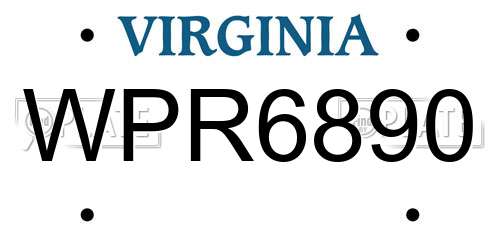 WPR6890 Virginia License Plate