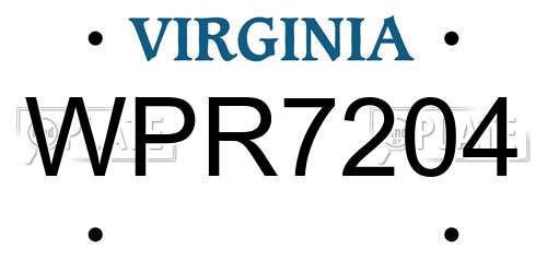 WPR7204 Virginia License Plate