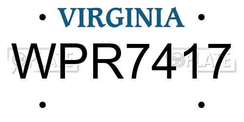 WPR7417 Virginia License Plate