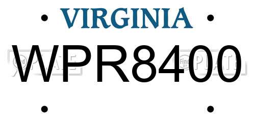 WPR8400 Virginia License Plate