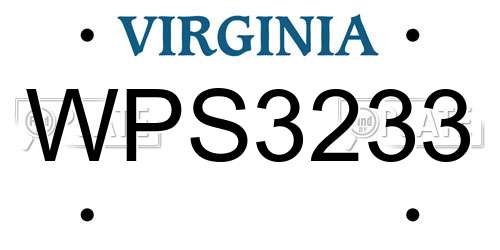 WPS3233 Virginia License Plate