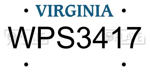 WPS3417 Virginia License Plate