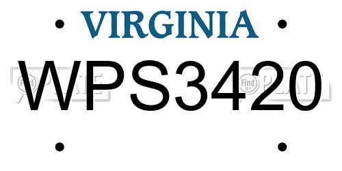 WPS3420 Virginia License Plate