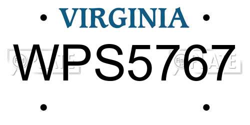 WPS5767 Virginia License Plate